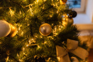FOTO KERST dennentakken warme goudgele lichtjes